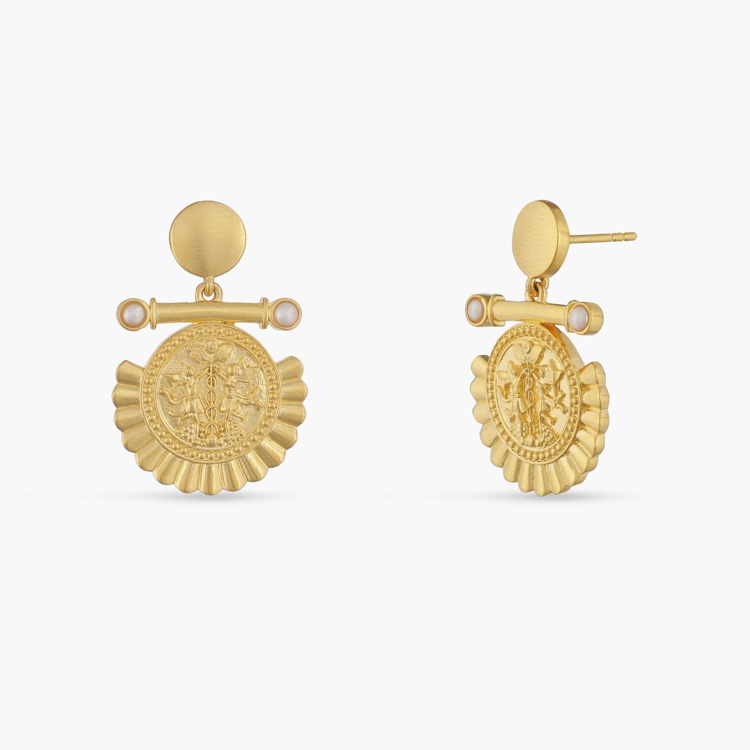 Pearl Gemini Zodiac Gold Plated Silver Earrings