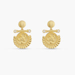 White Crystal Aries Zodiac Gold Plated Silver Earrings