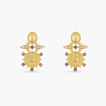 Blue Zircon Sagittarius Zodiac Gold Plated Silver Earrings