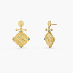 Earrings Aquamarine Pisces Zodiac Gold Plated Silver Earrings