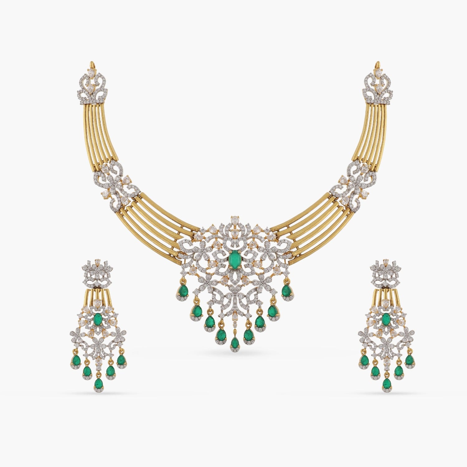 Necklaces Glitz CZ Silver Necklace Set