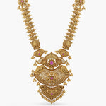 Necklaces Swara Statement Silver Long Necklace Set