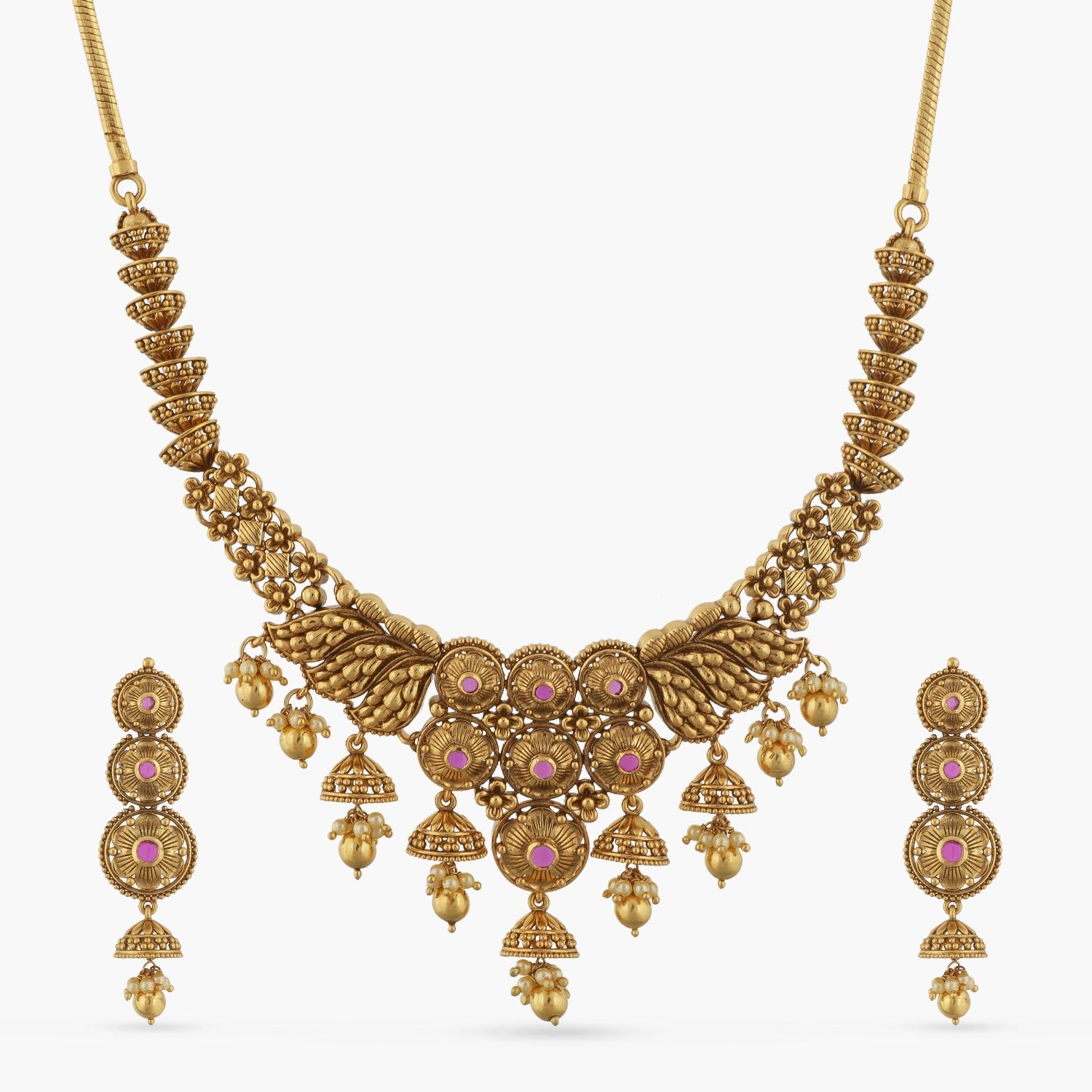Necklaces Swara Classic Jhumki Silver Necklace Set
