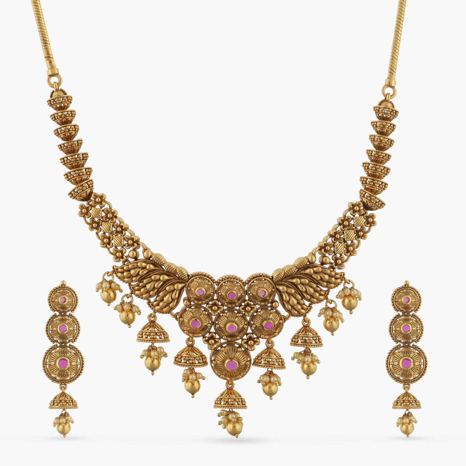 Swara Classic Jhumki Silver Necklace Set