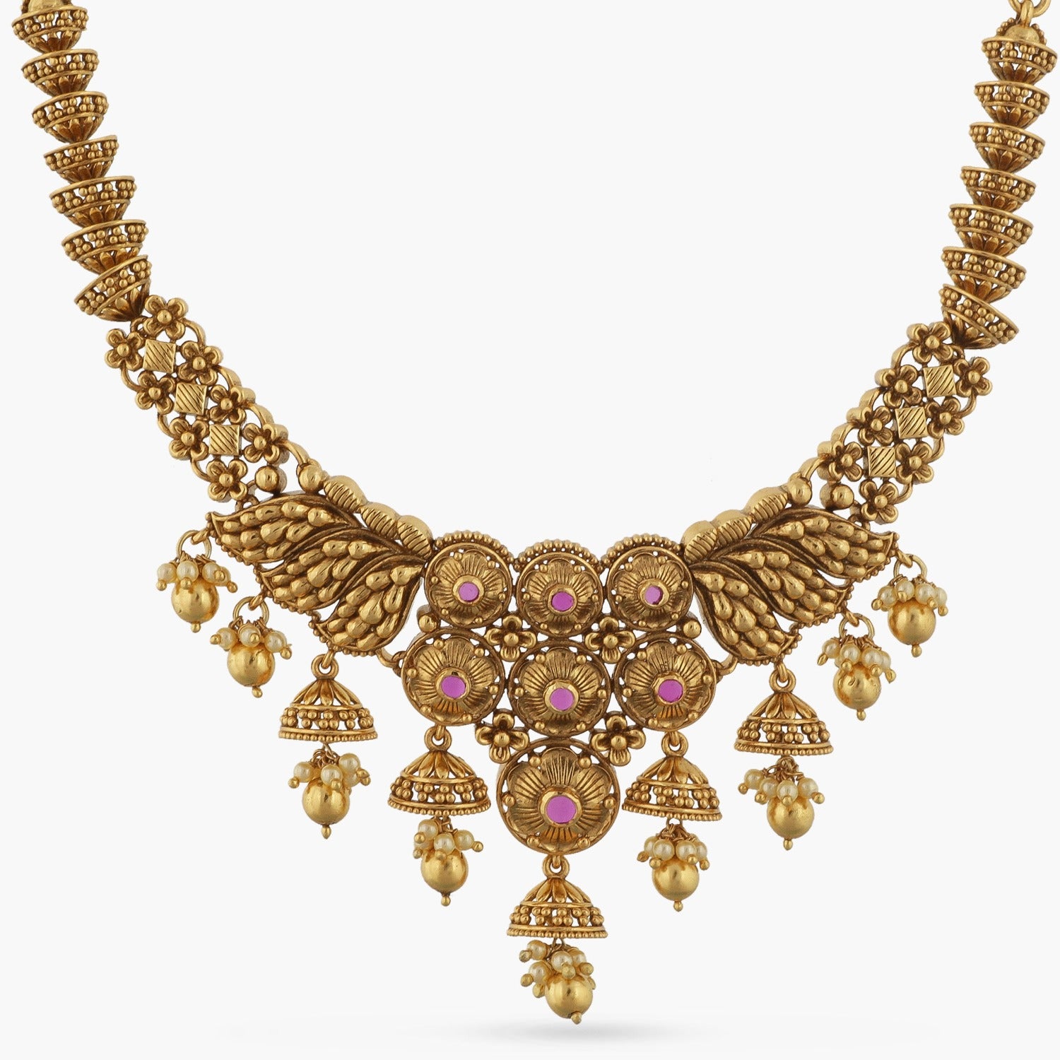 Necklaces Swara Classic Jhumki Silver Necklace Set