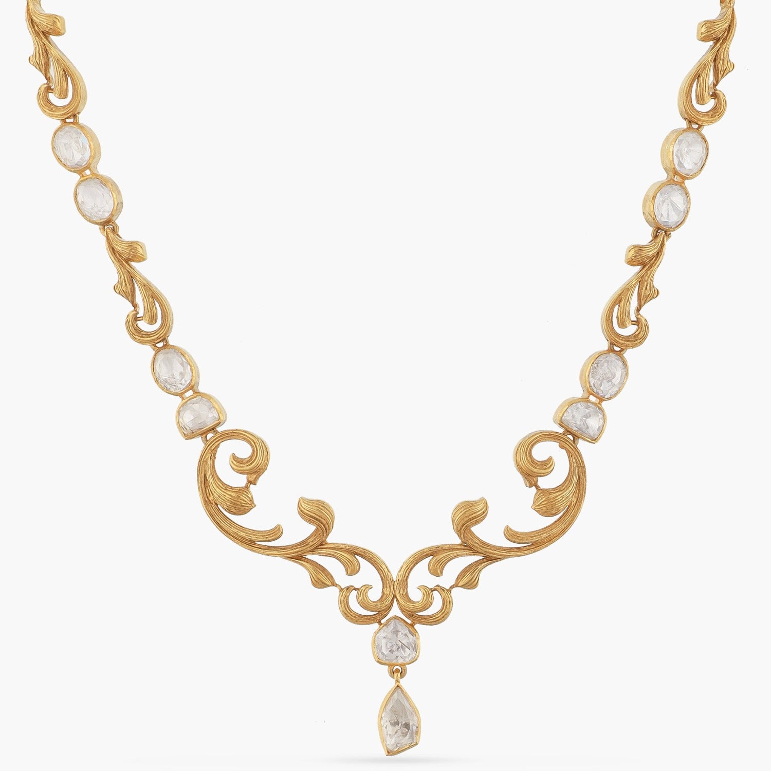 Baroque Moissanite Silver Grand Necklace