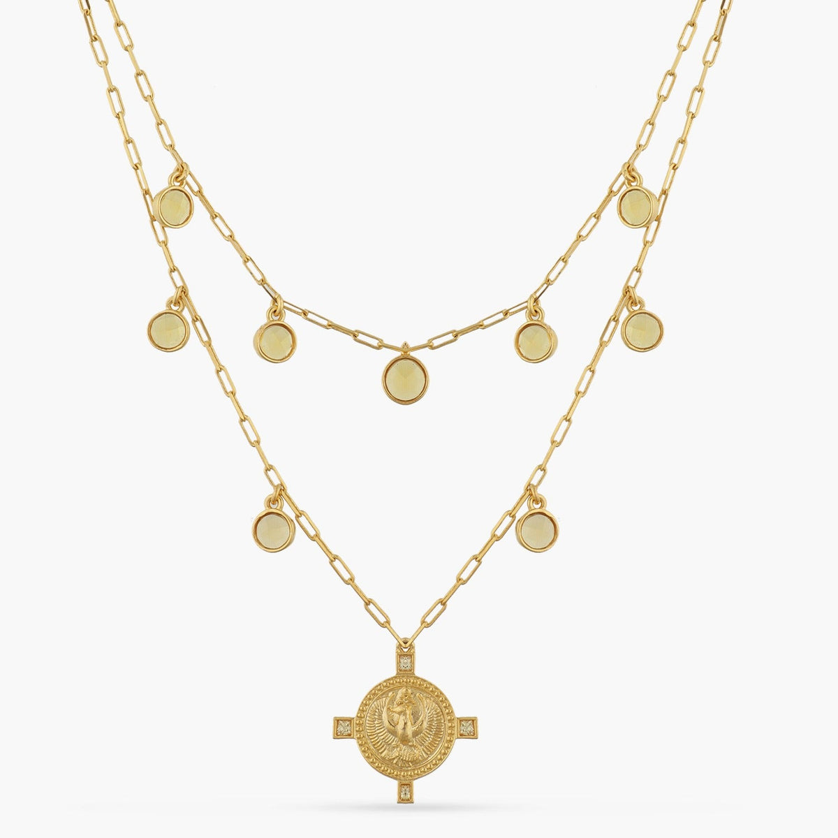 Necklaces Citrine Scorpio Zodiac Layered Gold Plated Silver Necklace