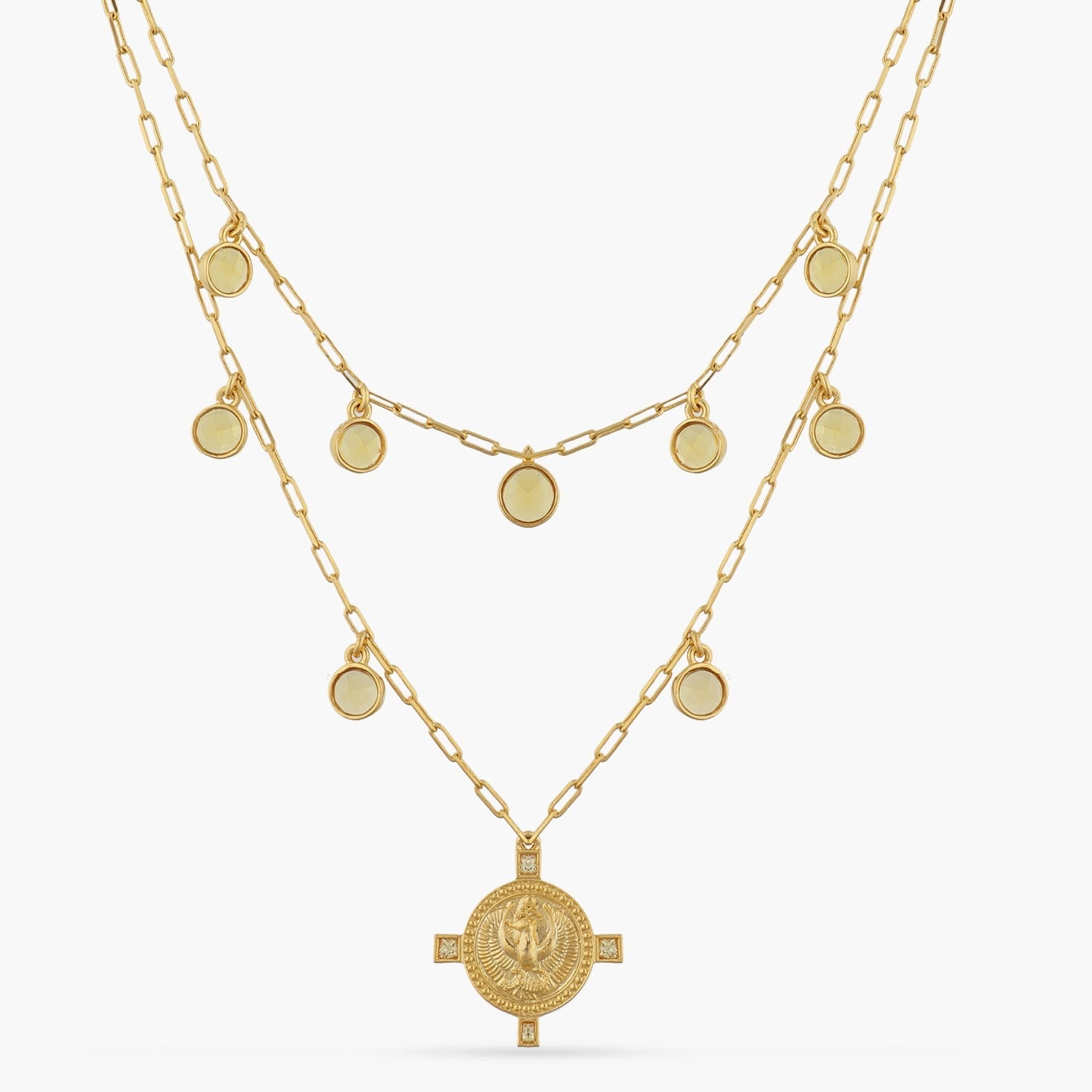 Necklaces Citrine Scorpio Zodiac Layered Gold Plated Silver Necklace