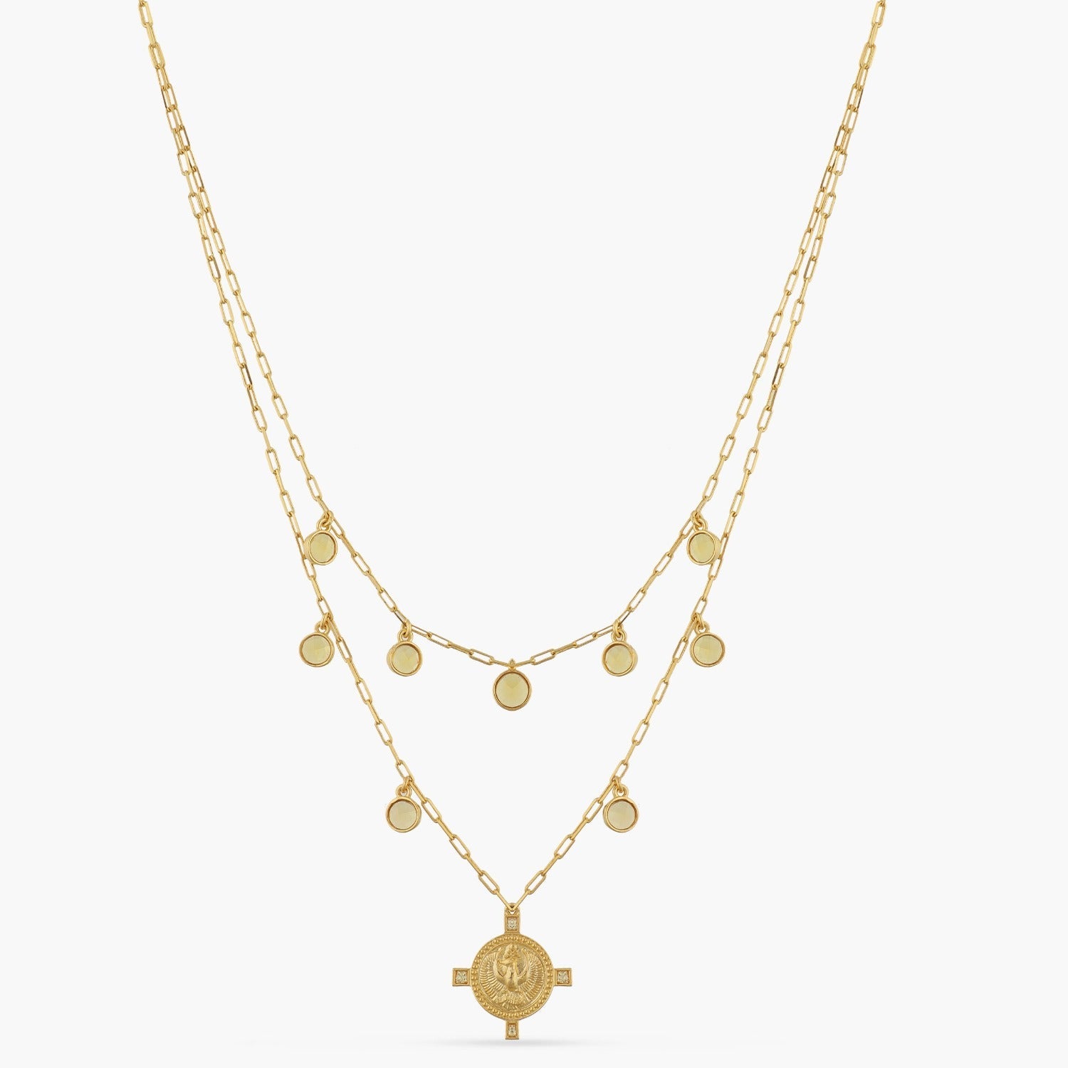 Necklaces Citrine Scorpio Zodiac Layered Gold Plated Silver Necklace