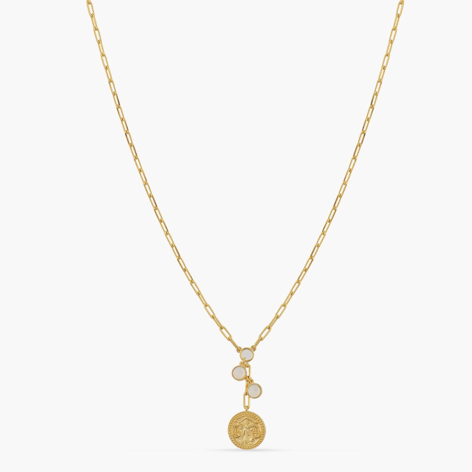 Necklaces Opal Libra Zodiac Coin Gold Plated Silver Necklace