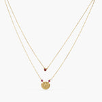 Necklaces Ruby Cancer Zodiac Layered Gold Plated Silver Necklace