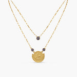 Blue Zircon Sagittarius Zodiac Layered Gold Plated Silver Necklace