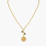 Necklaces Aquamarine Pisces Zodiac Coin Gold Plated Silver Necklace