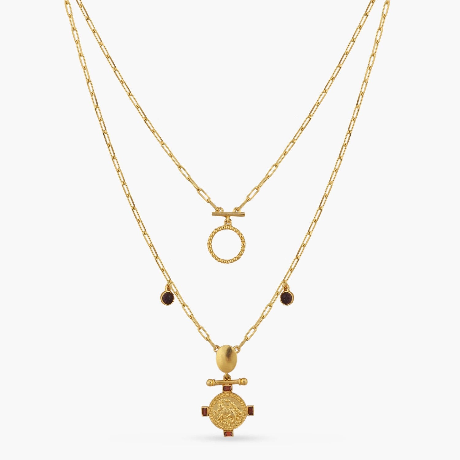 Necklaces Garnet Capricorn Zodiac Layered Gold Plated Silver Necklace