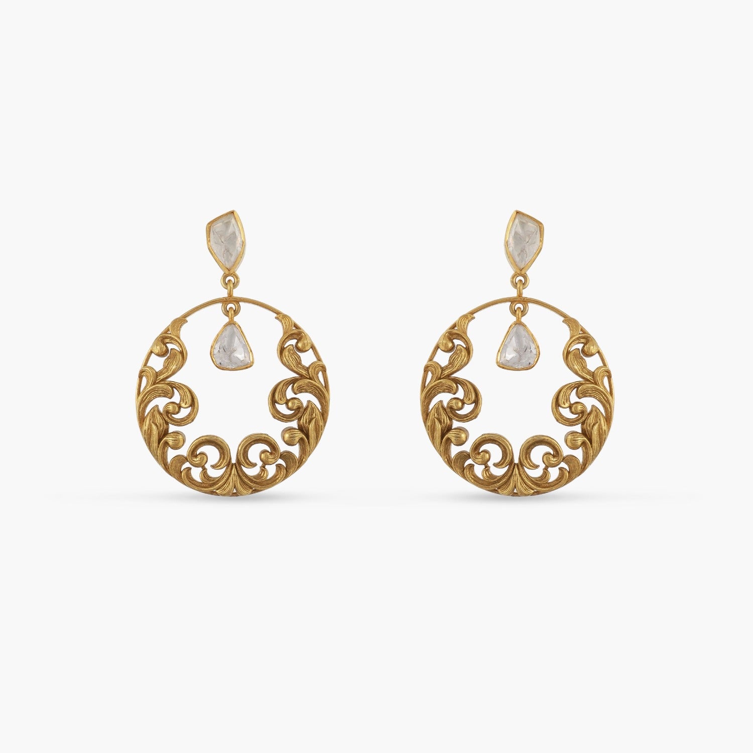 Baroque Moissanite Silver Drop Earrings