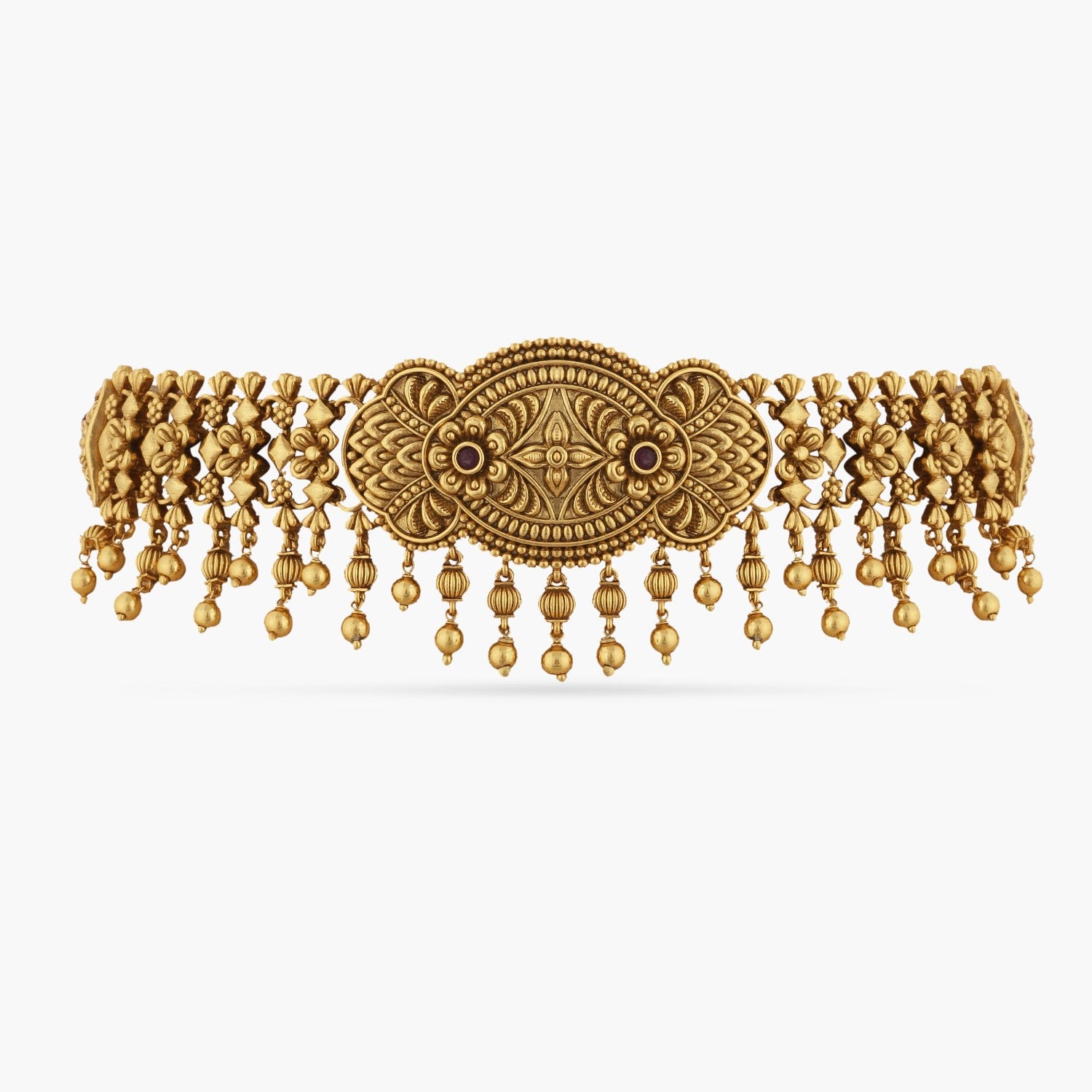 Necklaces Swara Floral Silver Choker Set