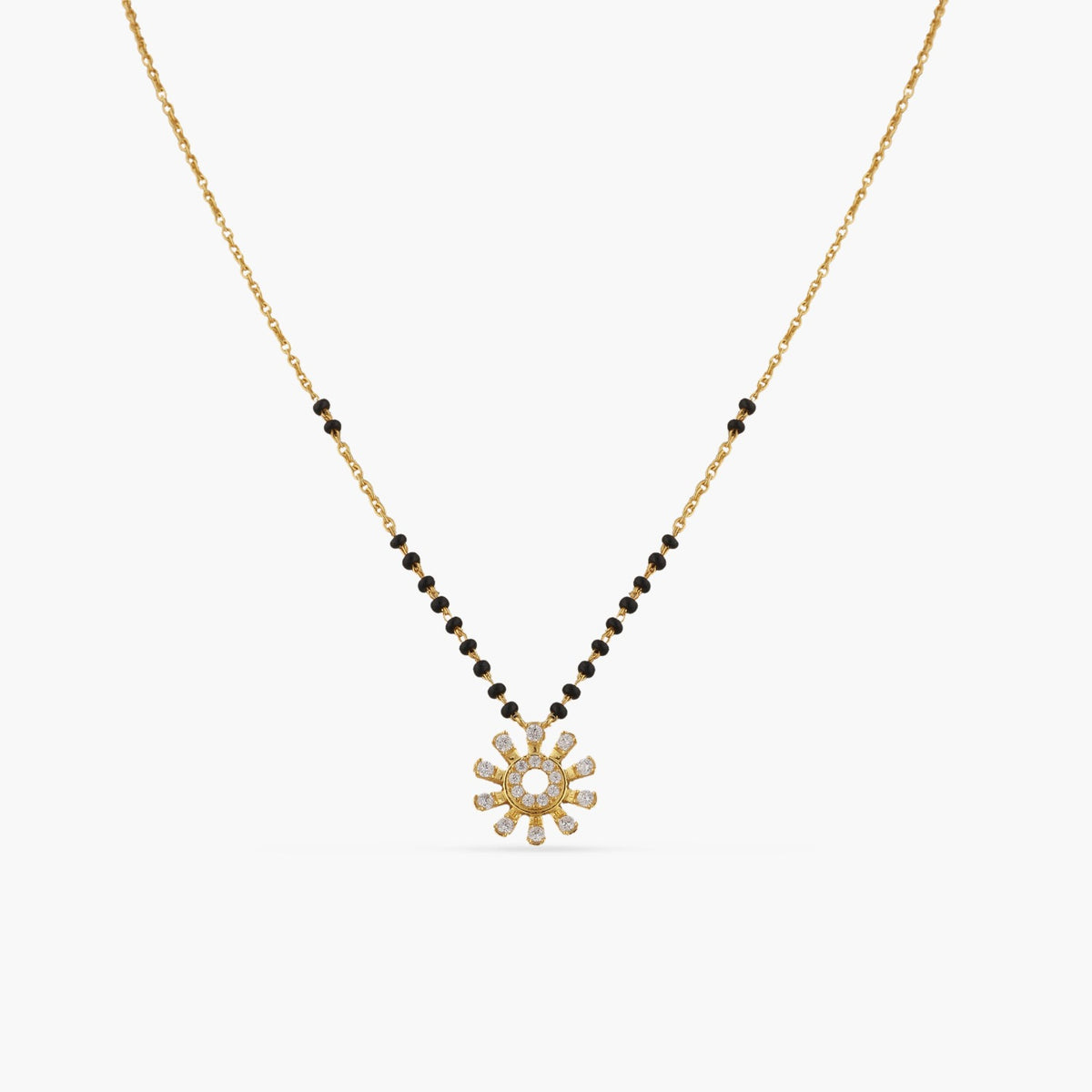 Delicate Floral CZ Silver Mangalsutra