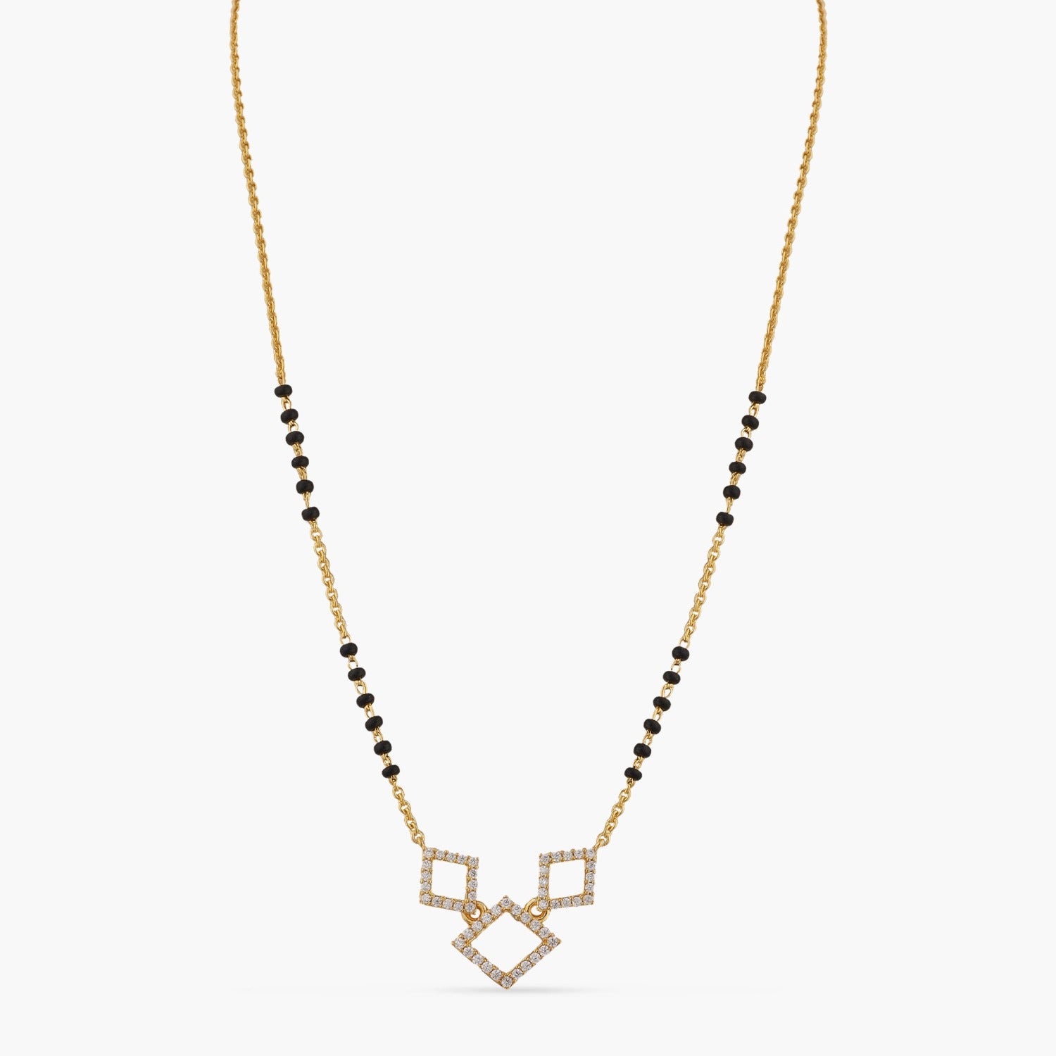 Geometric CZ Charms Silver Mangalsutra