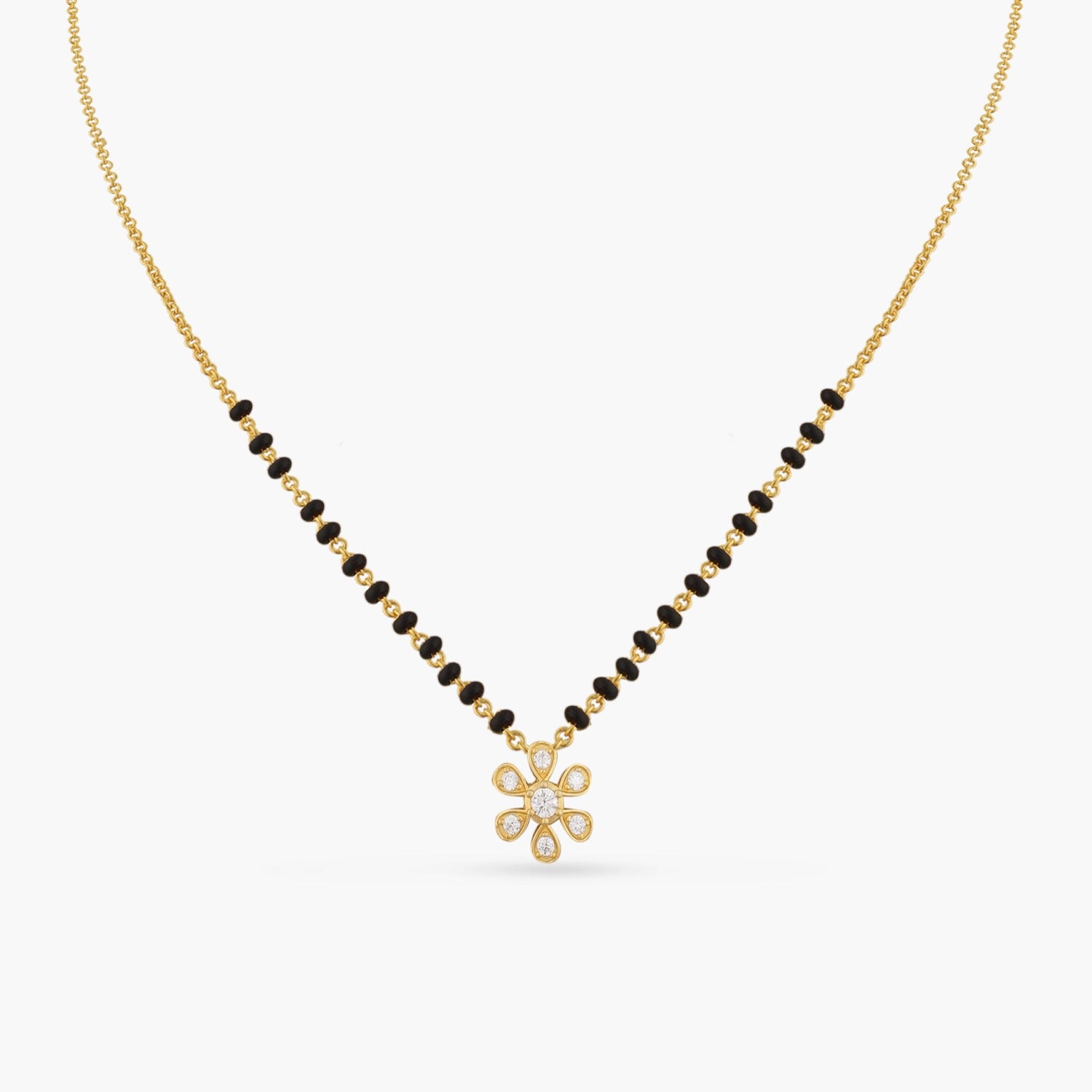 Necklaces Minimal Floral CZ Silver Mangalsutra