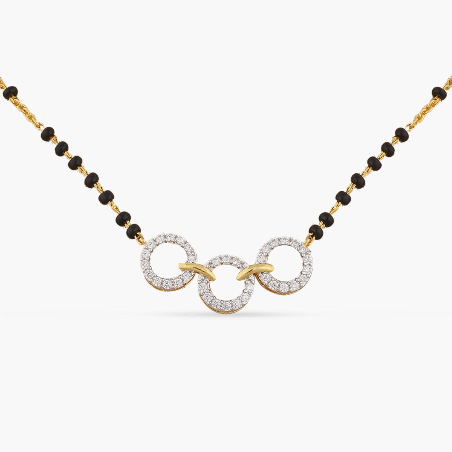 Three Linked Rings CZ Silver Mangalsutra