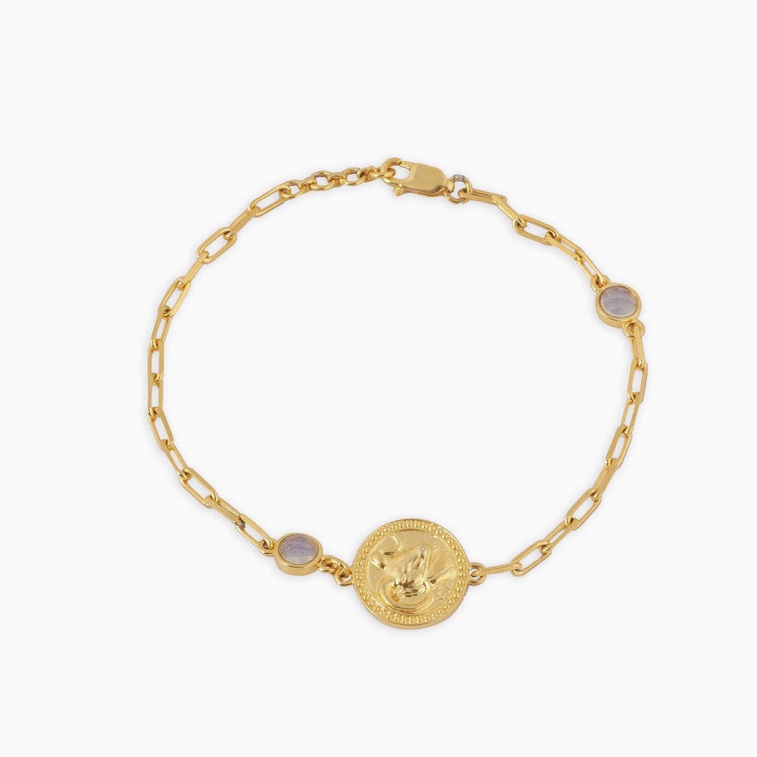 Crystal Aries Zodiac Gold Plated Silver Chain Bracelet
