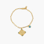 Bracelet Aquamarine Pisces Zodiac Gold Plated Silver Chain Bracelet