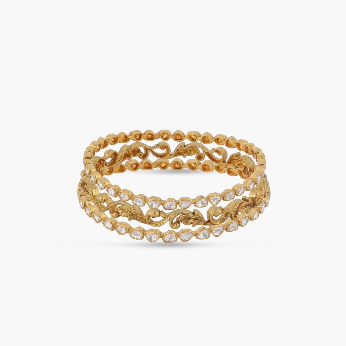 Bangle Baroque Double Layered Moissanite Silver Bangle