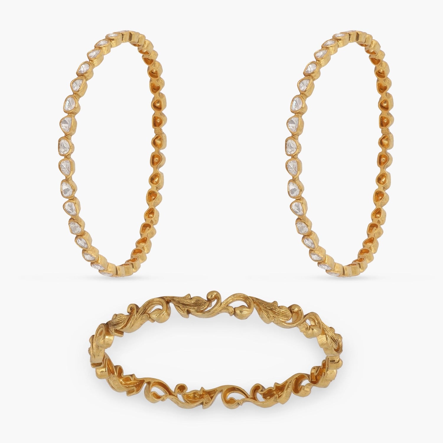 Bangle Baroque Double Layered Moissanite Silver Bangle