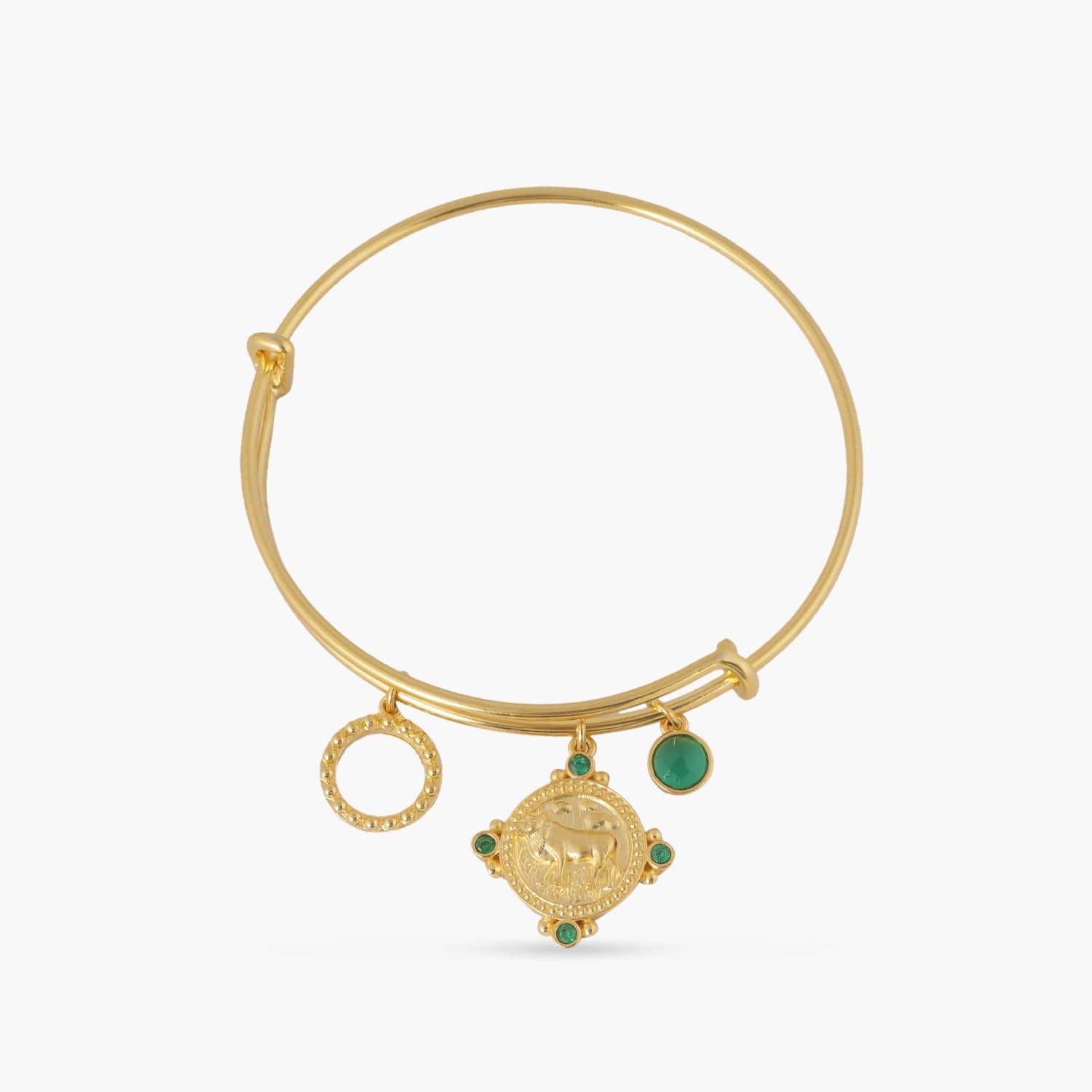 Bracelet Emerald Taurus Zodiac Coin Gold Plated Silver Bracelet