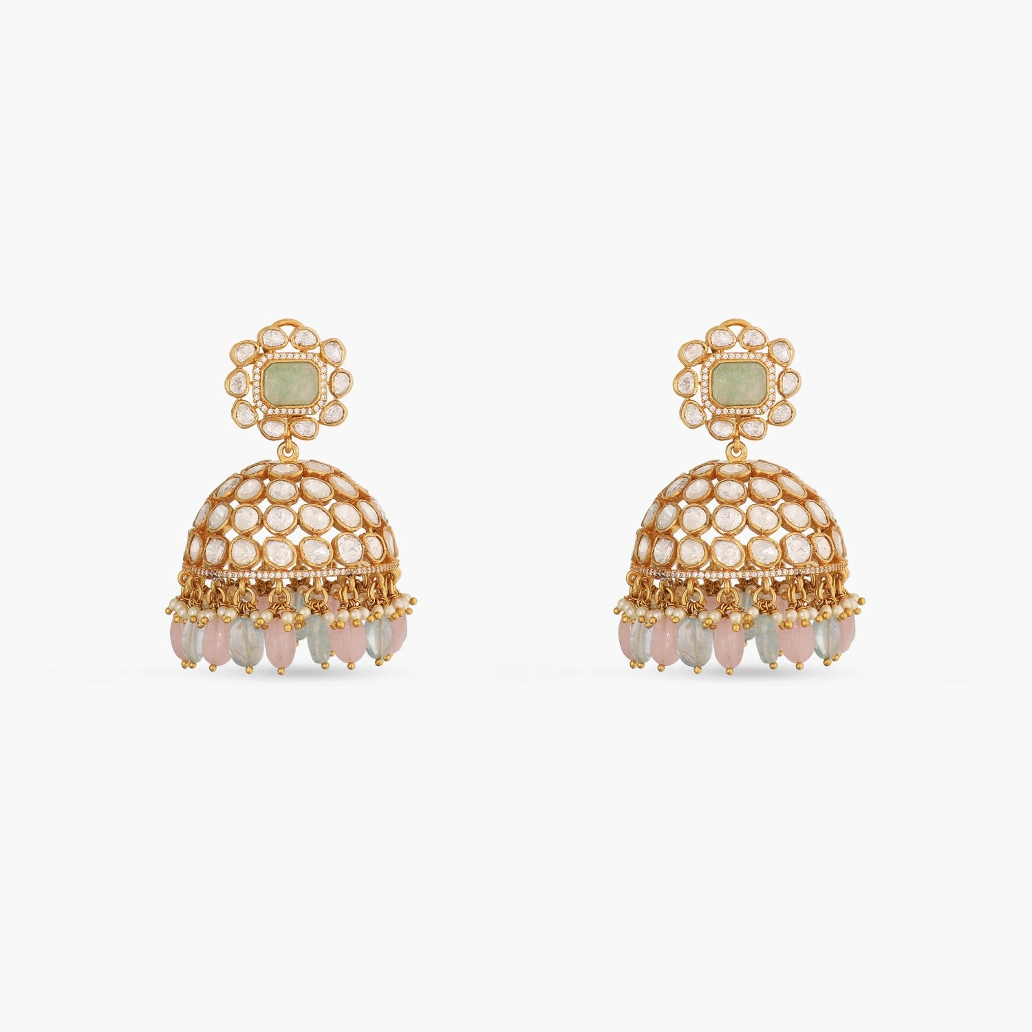 Earrings Glaze Floral Moissanite Silver Jhumki Earrings