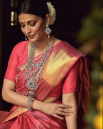 Necklaces Bharavi Three Layered CZ Silver Necklace