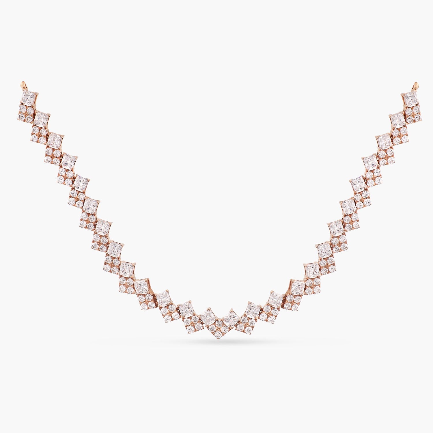 Zara CZ Square Motif Silver Necklace