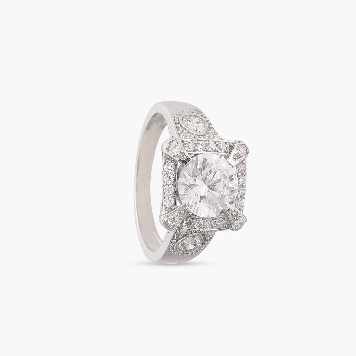 Chestnut CZ Silver Finger Ring