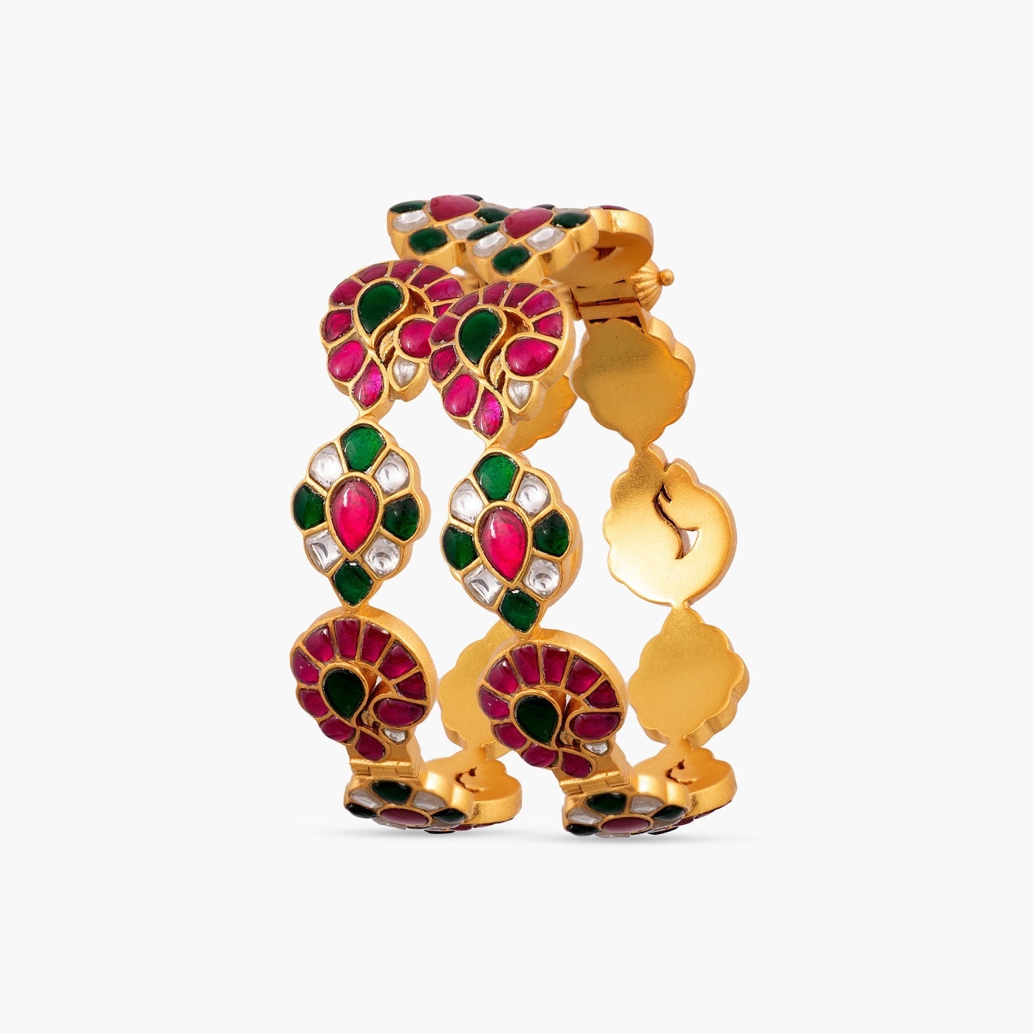 Bangles Mohavi Kempu Jadau Silver Bangles