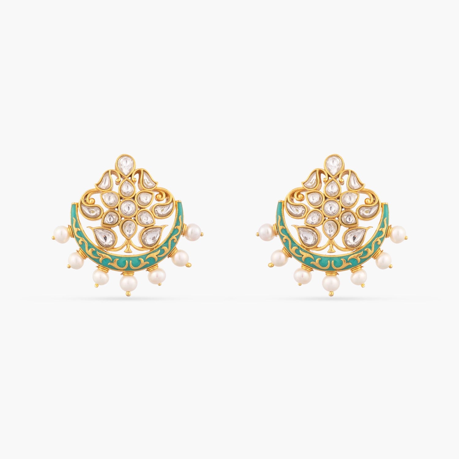 Sarit Enamel Jadau Silver Earring Studs