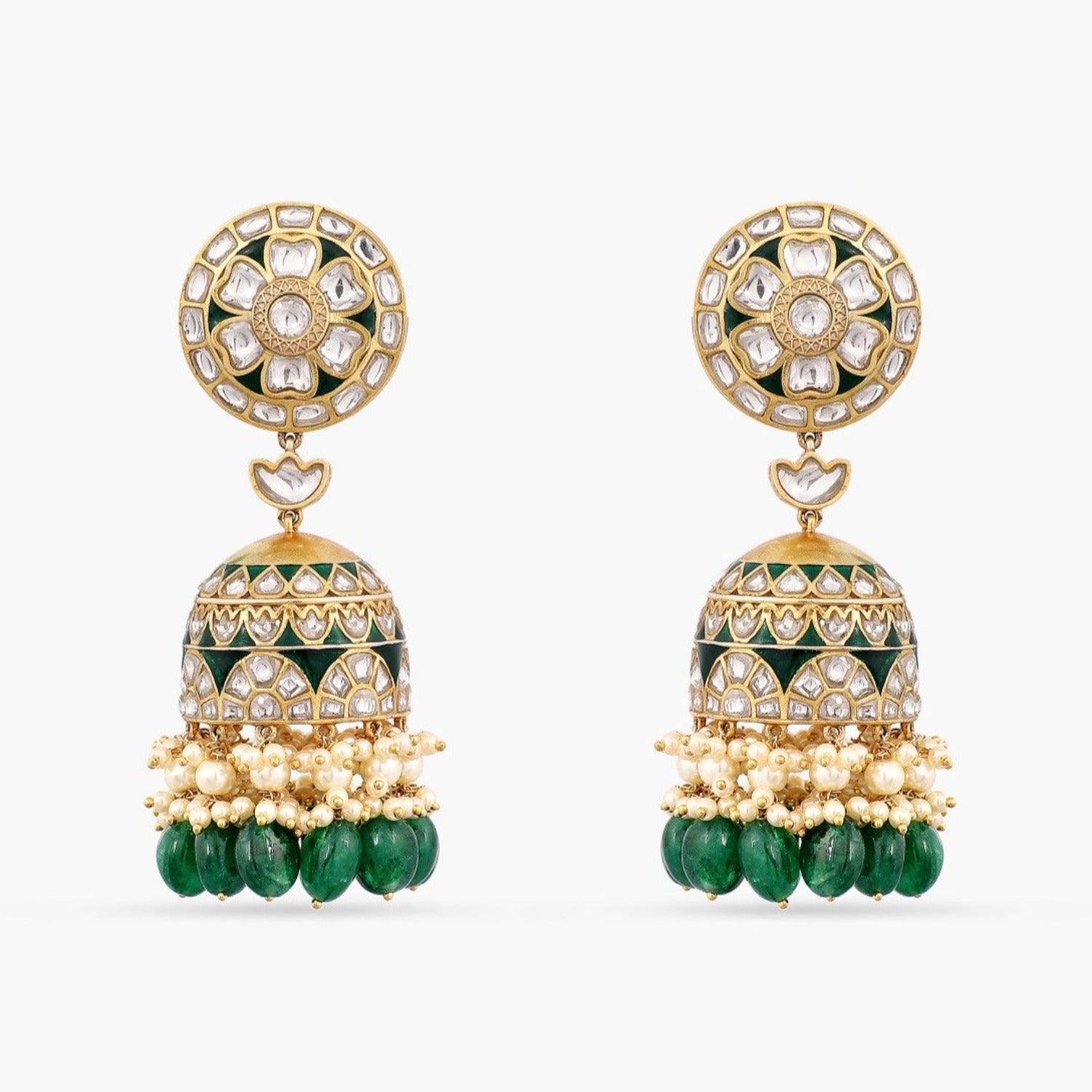 Kundan Hydrabadi Jadau Jhumki, Earrings good Bridal Jewelry, Zevar