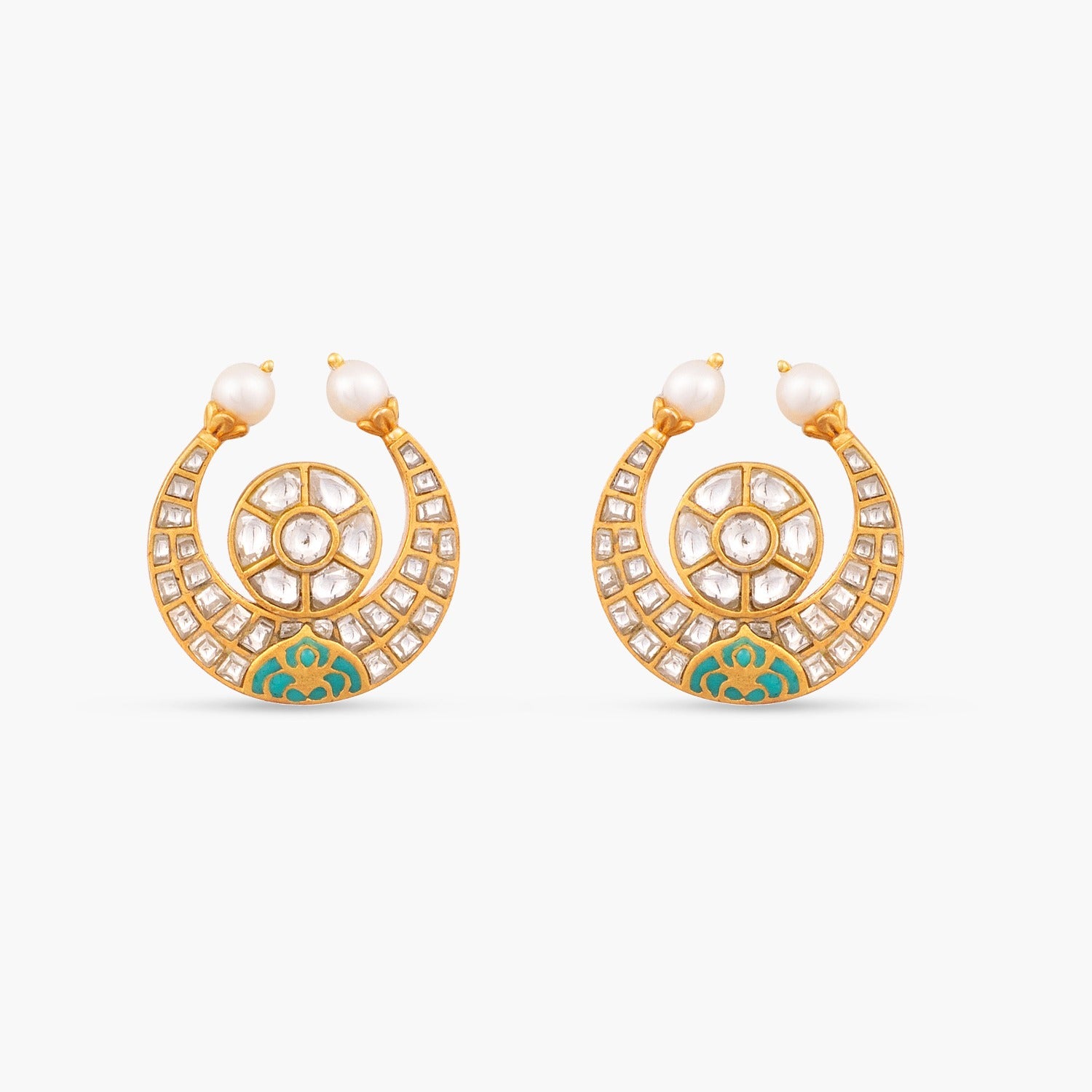 Chandrika Jadau Silver Stud Earrings