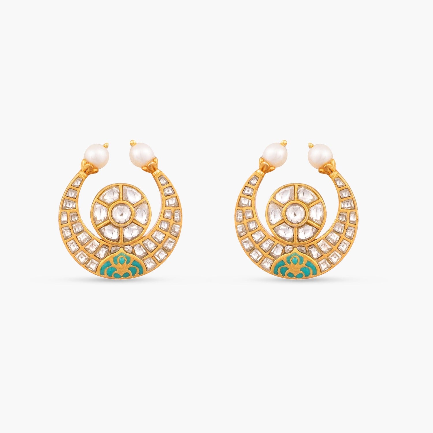 Earrings Chandrika Jadau Silver Stud Earrings