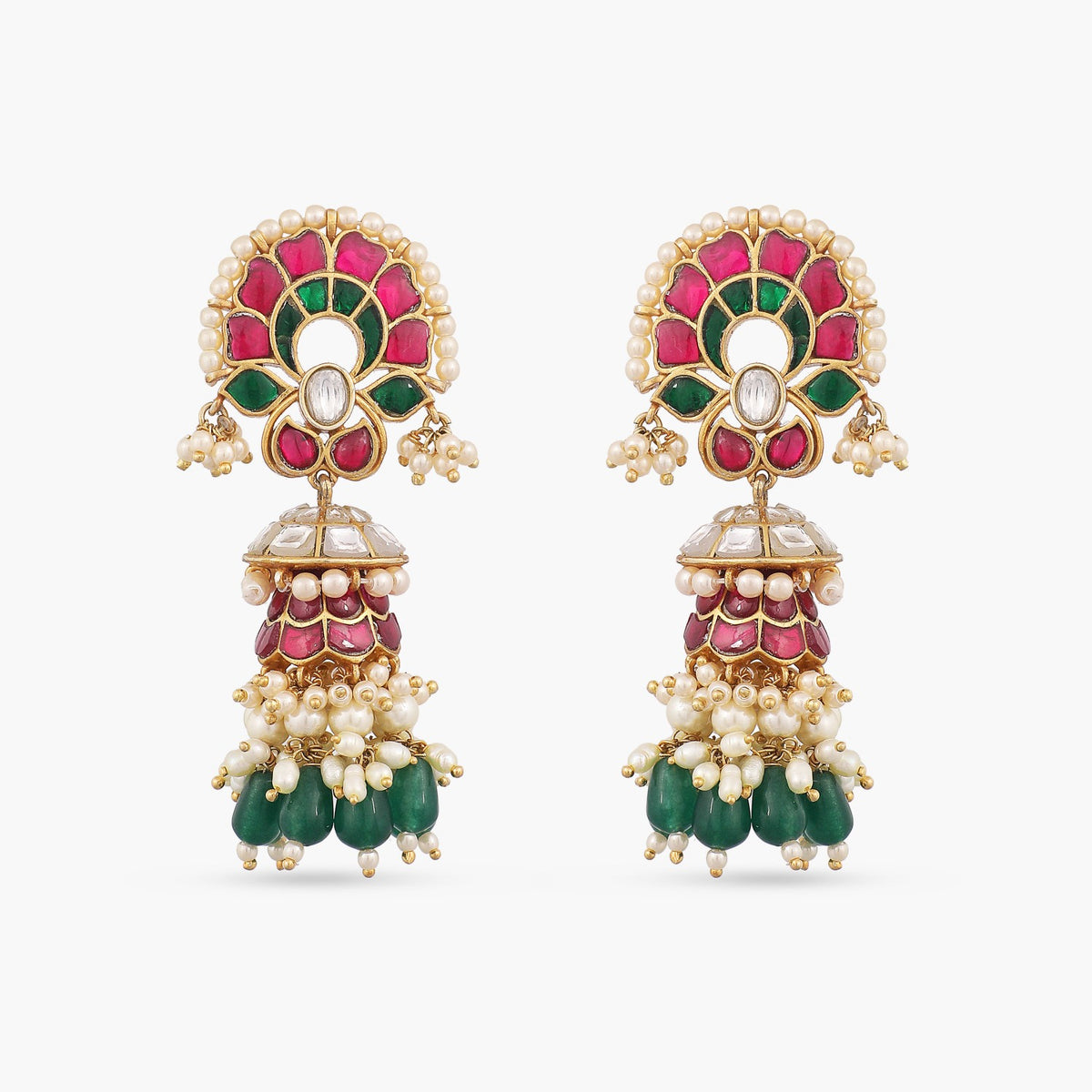 Sirisha Jadau Silver Stud Earrings