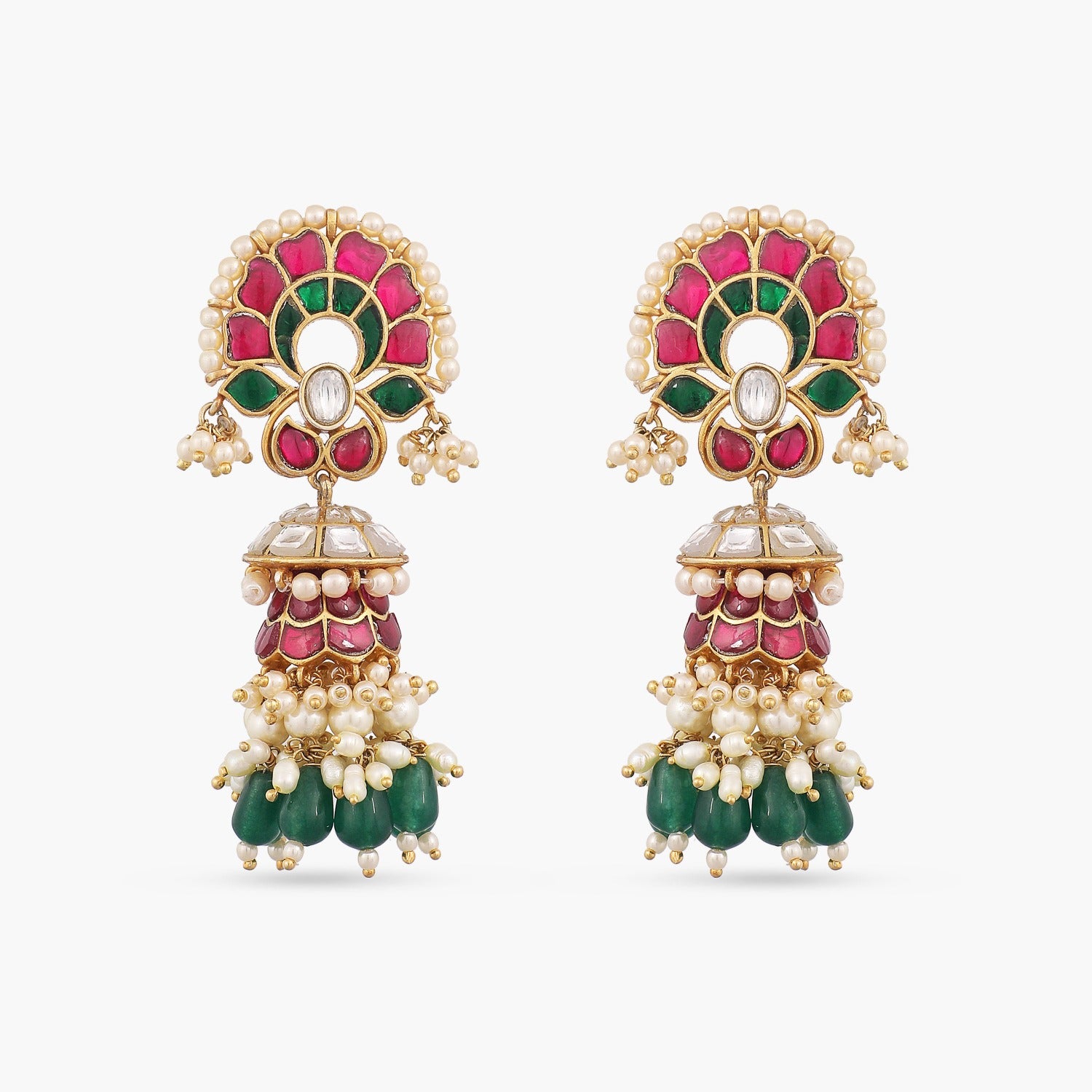 Sirisha Jadau Silver Stud Earrings