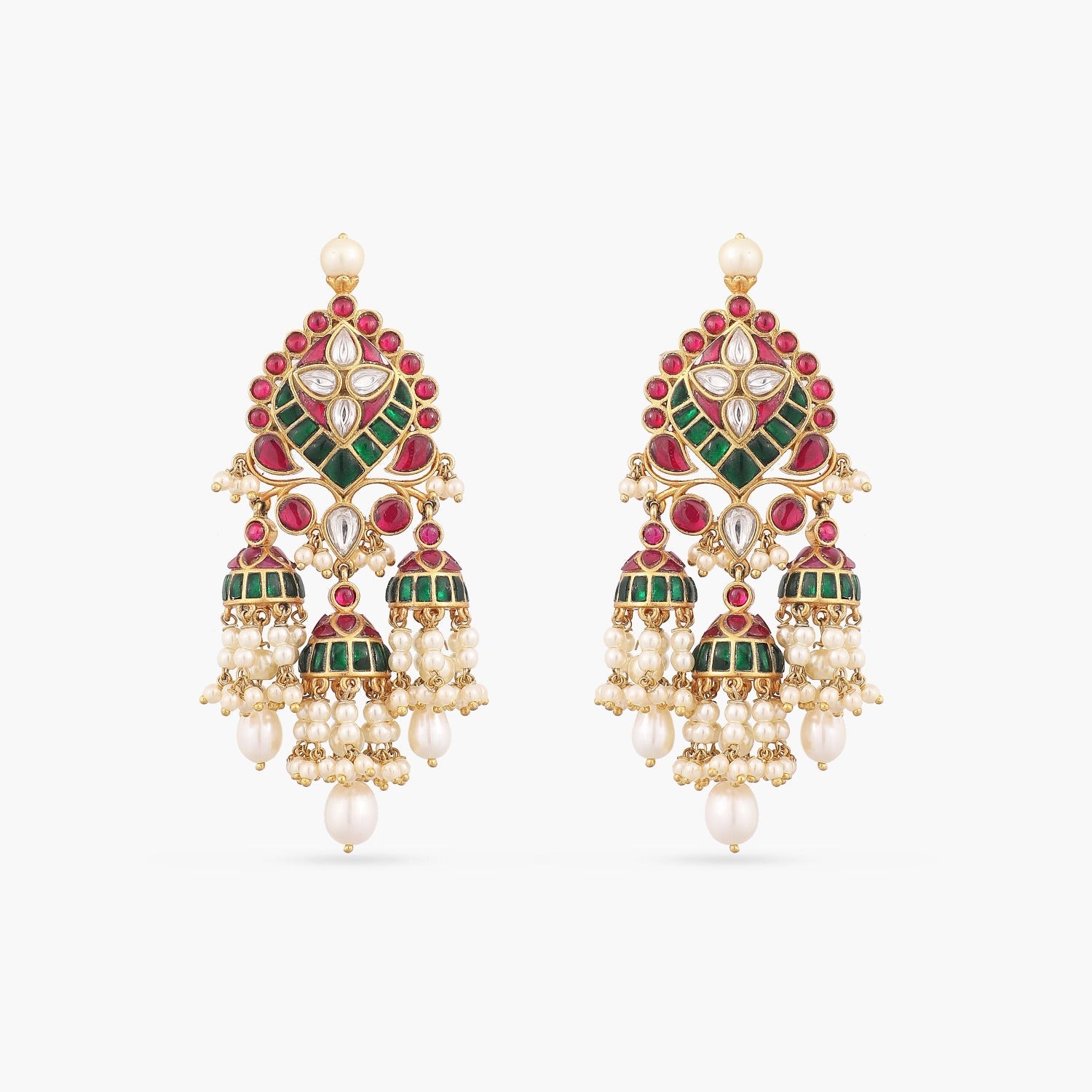 Earrings Kalika Kempu Jadau Silver Jhumki Earrings