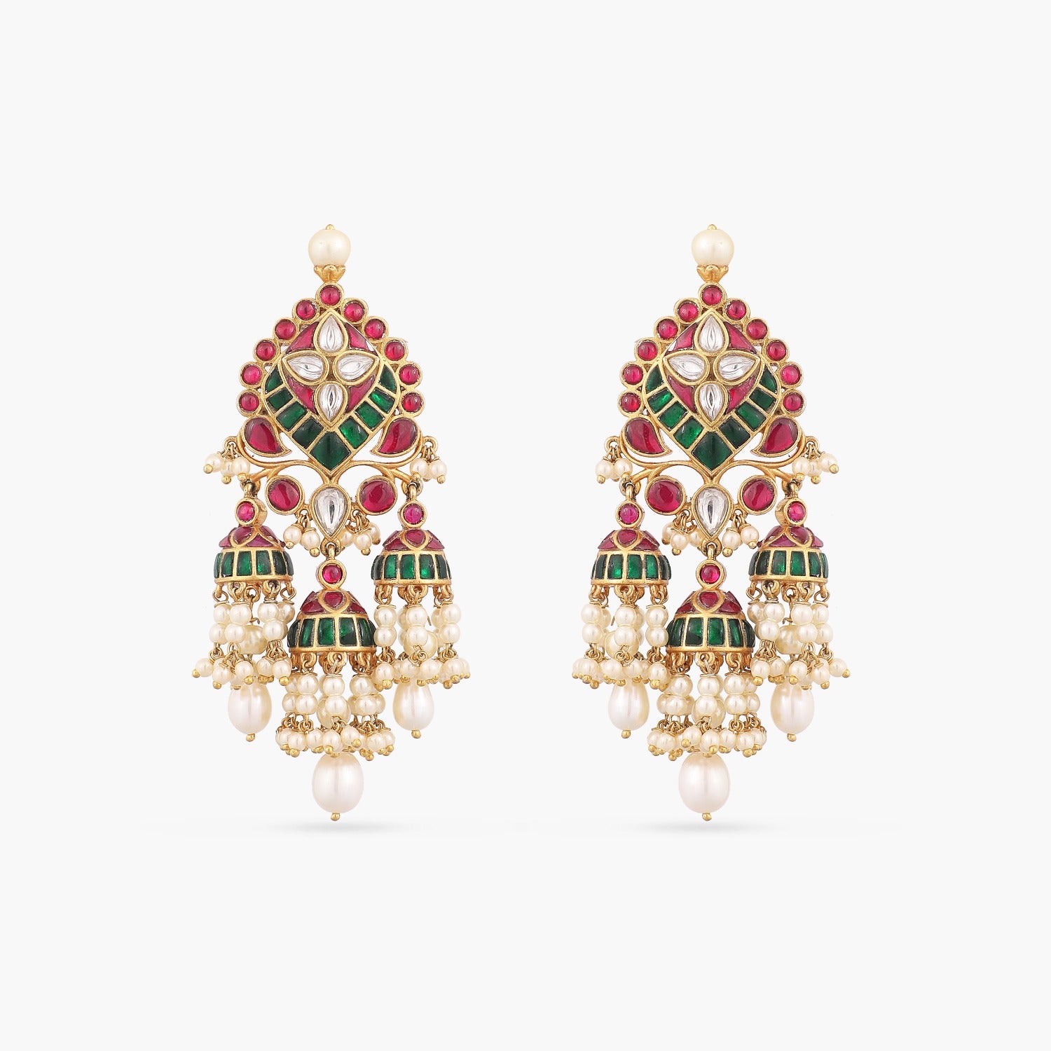 Kalika Kempu Jadau Silver Jhumki Earrings