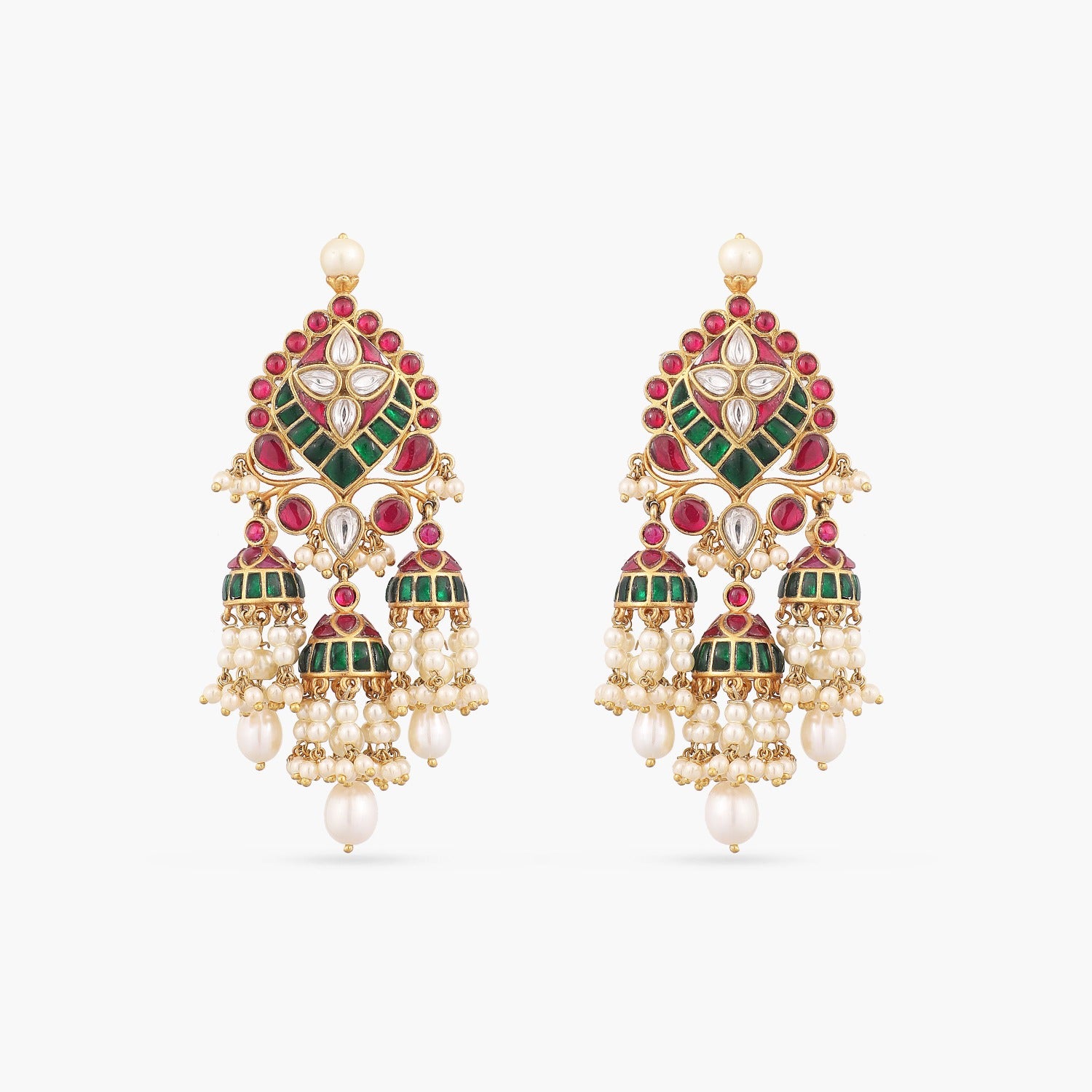 DER535 Kaan phool jhumka earrings in pearls ( READY TO SHIP ) – Deccan  Jewelry