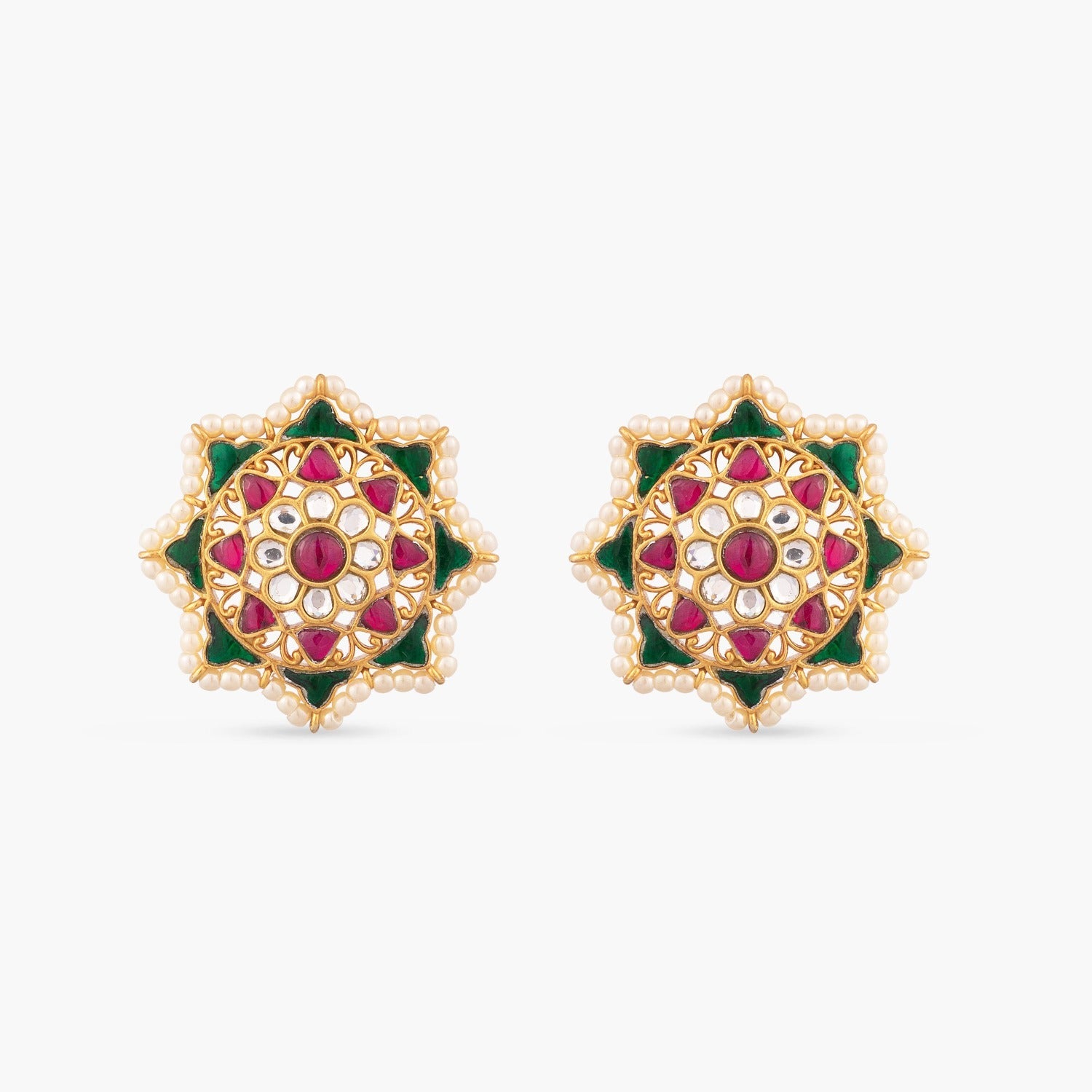 Earrings Nakshatra Jadau Silver Stud Earrings
