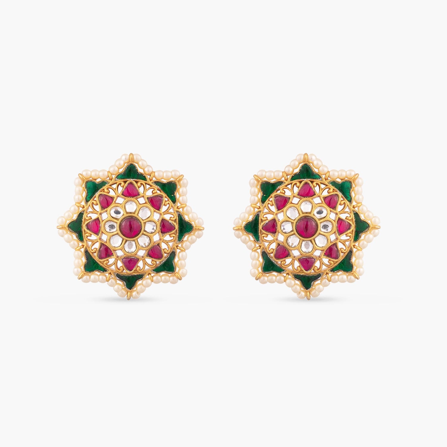 Nakshatra Jadau Silver Stud Earrings