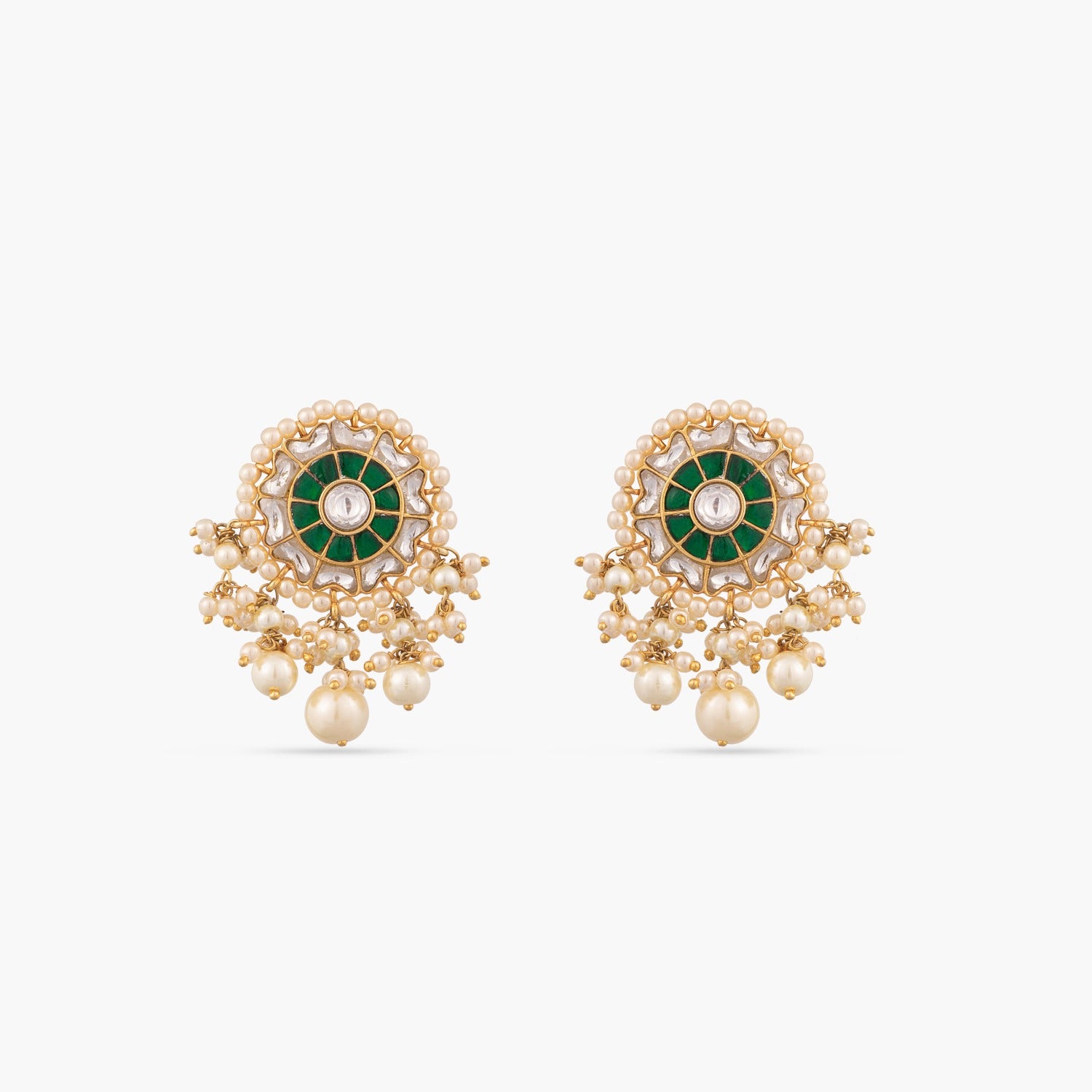 Sauparna Enamel Jadau Silver Earring Studs