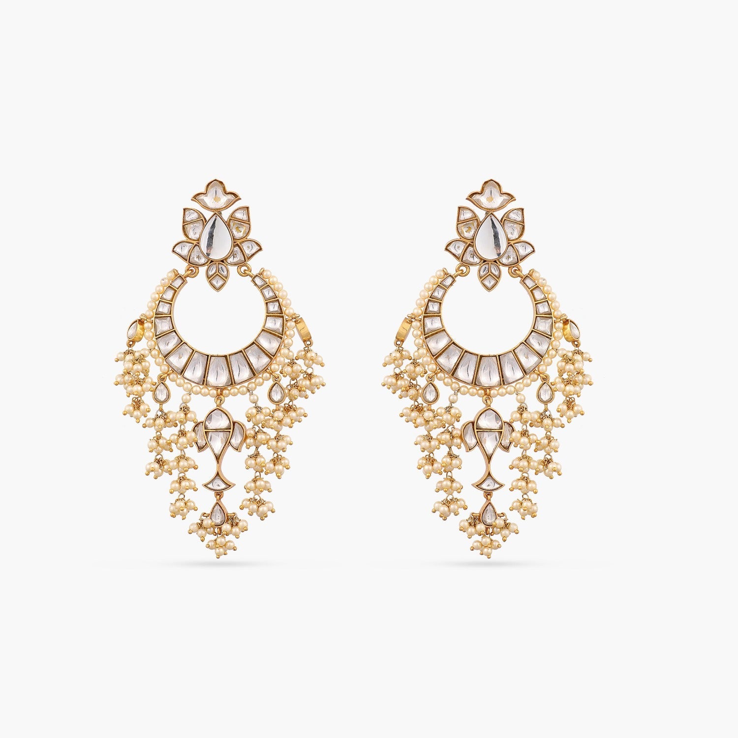 Earrings Sheva Jadau Silver Chandbali Earrings