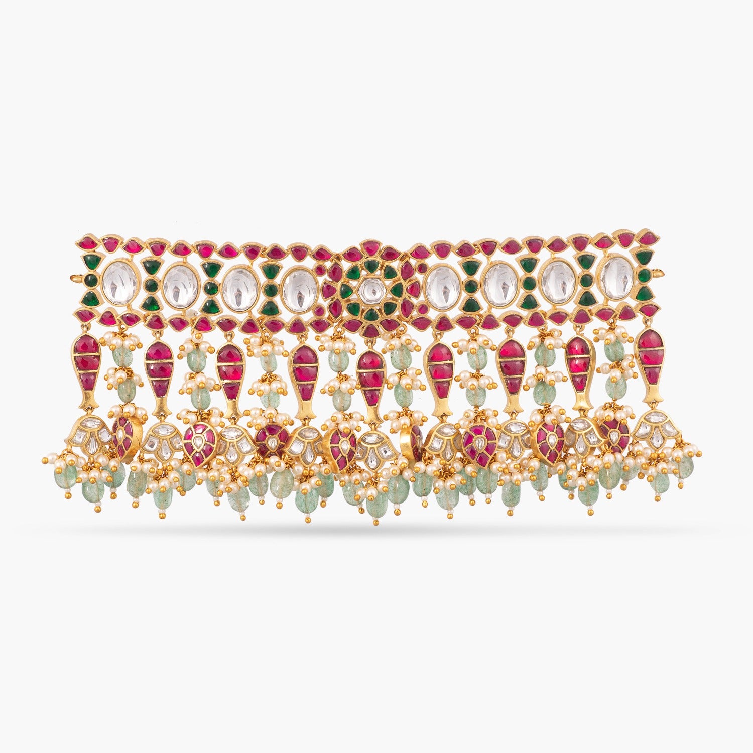 Madhvi Kempu Jadau Silver Choker Necklace