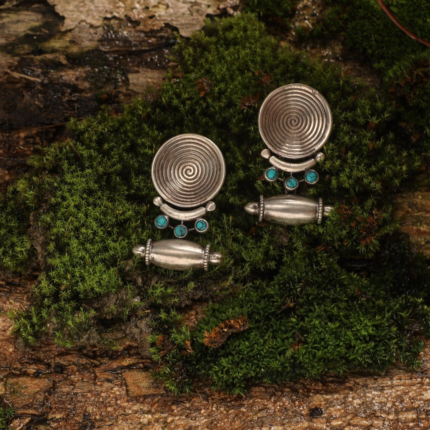 Veera Tribal Silver Earrings