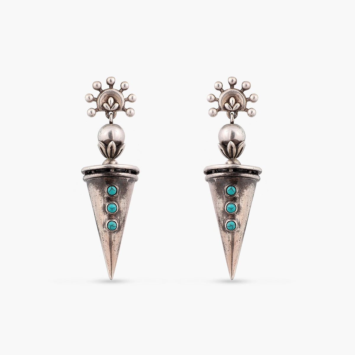 Cone Shaped Dangle Gold and Silver Earrings ICONIC Gold Plated 
